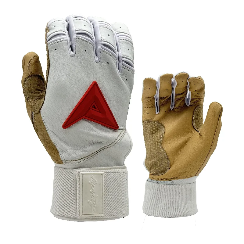 Anarchy Grindstone Long Cuff Batting Glove - White/Tan/Red