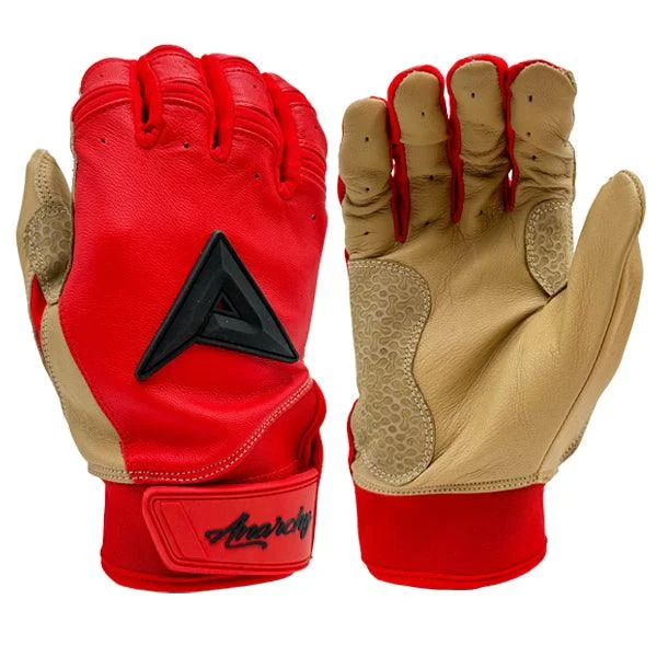 Anarchy Grindstone Short Cuff Batting Glove - Red/Tan/Black