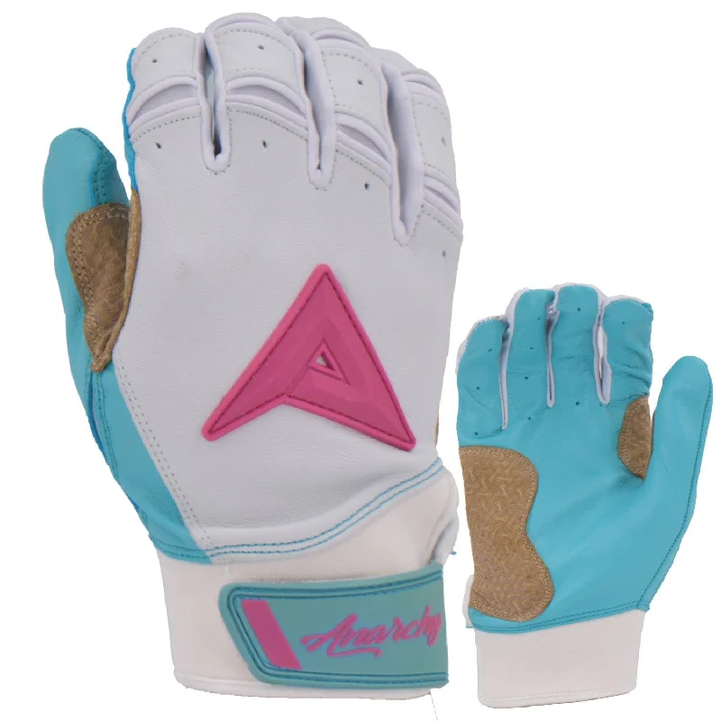 Anarchy Grindstone Short Cuff Batting Glove - White/Carolina/Pink