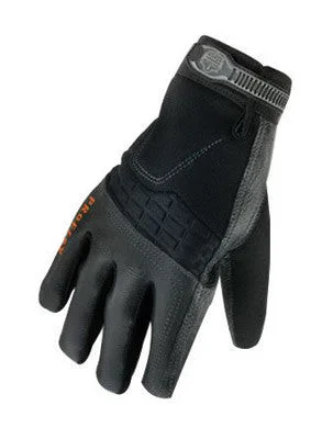 Ergodyne Medium Black ProFlex 9002 Half Finger Pigskin Anti-Vibration Gloves With Woven Elastic Cuff, Polymer Palm Pad, Pigskin Leather Palm And Fingers, Low Profile Closure And Neoprene Knuckle Pad