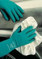 Best Green Nitri-Solve 13" Unlined 11 mil Unsupported Nitrile Gloves Bisque Finish Gauntlet Cuff (Chlorinated)