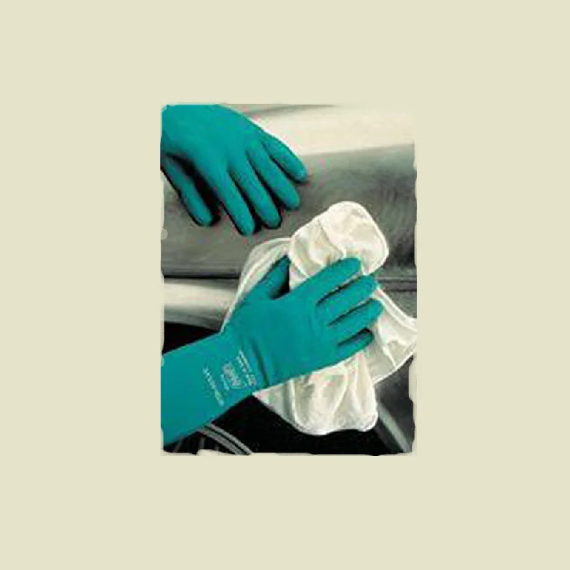 Best Green Nitri-Solve 13" Unlined 15 mil Unsupported Nitrile Gloves Bisque Finish And Gauntlet Cuff (Chlorinated)