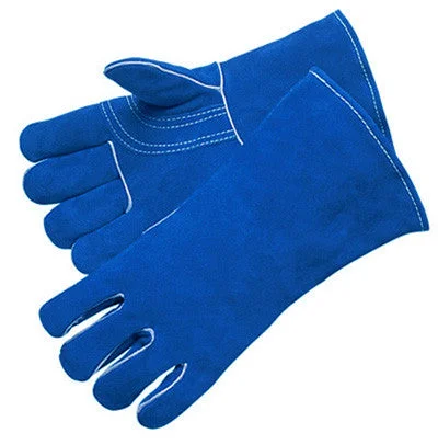 Blue Leather Welder with Reinforced Thumb & Palm - Premium Select Shoulder - Reinforced Thumb - Dozen