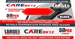 CARE BLACK 6-mil Nitrile Examination Powder-Free Gloves 12" Extended Length