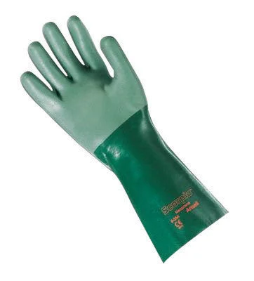 Ansell Size 10 Green Scorpio 14" Interlock Knit Lined 30 mil Neoprene Fully Coated Heavy Duty Chemical Resistant Gloves With Rough Finish And Gauntlet Cuff