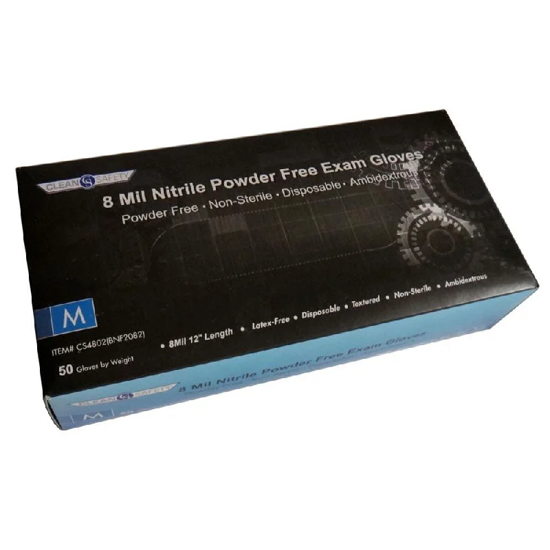 Clean Safety -  8 mil. Nitrile Powder-Free Gloves - Box