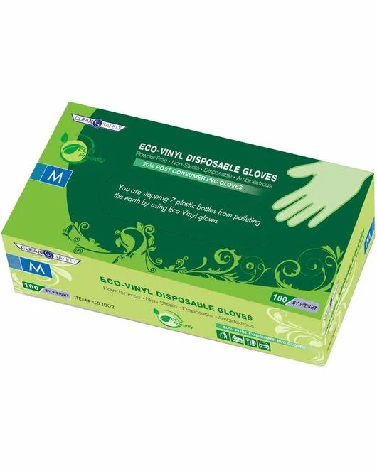 Clean Safety Green Eco-Vinyl 4mil Disposable Gloves