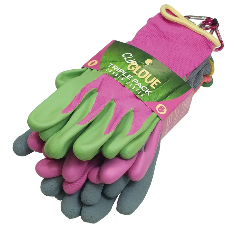 Clip Glove TRIPLE PACK - Ladies Gardening Gloves - Medium Duty