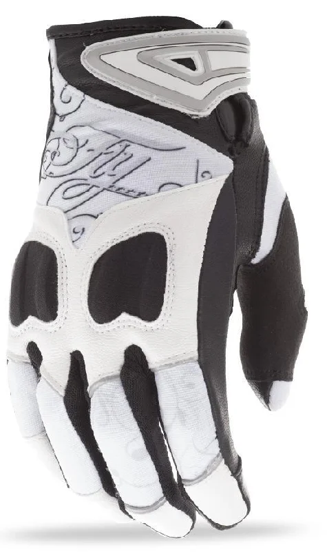 Close Out Fly Racing 476-9122L Venus Women's White and Black Leather and Textile Gloves