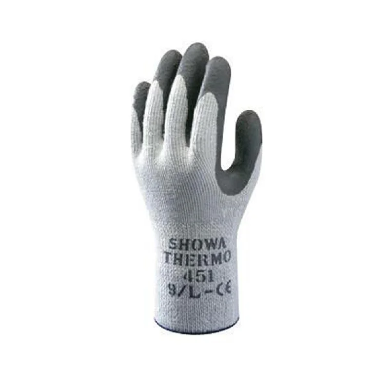 SHOWA Best Glove Size 9 Gray And Dark Gray Atlas Therma-Fit Seamless Loop-In Thermal Terry Cotton Lined Insulated Cold Weather Gloves With Elastic Cuff, Gray Latex Coated