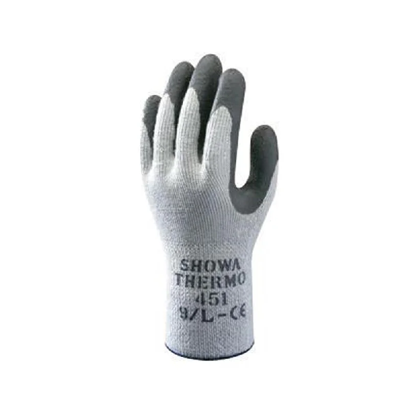 SHOWA Best Glove Size 8 Gray And Dark Gray Atlas Therma-Fit Seamless Loop-In Thermal Terry Cotton Lined Insulated Cold Weather Gloves With Elastic Cuff, Gray Latex Coated