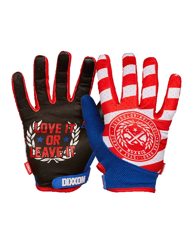 Crested Moto Gloves - Red, White, & Blue