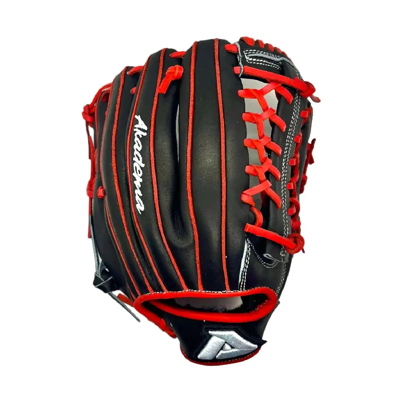 Akadema Torino Series 11.5” Inch Red Black Modified Trapeze Red Black Infield Pitcher Glove