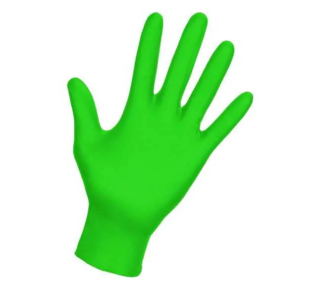 Derma Vue Powder-free 6mil Nitrile Green Hi-Visibility Glove CASE