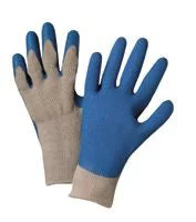 Gray and Blue Coated String Gloves