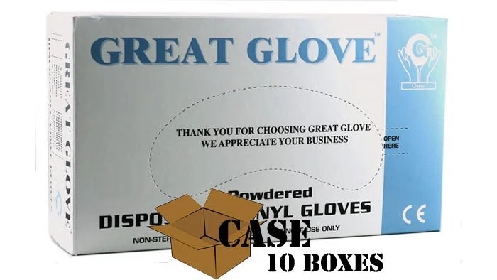 Great Glove - Powdered Disposable Vinyl Gloves - Case