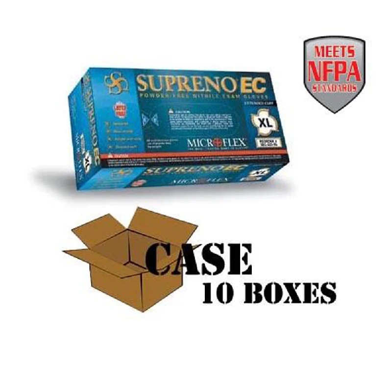 Microflex - Blue Supreno EC Nitrile Powder-Free Disposable Gloves, Textured - Case