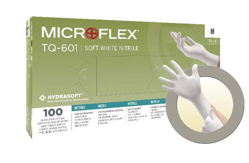 Microflex - Tranquility - Powder-Free White Nitrile Exam Gloves - Box