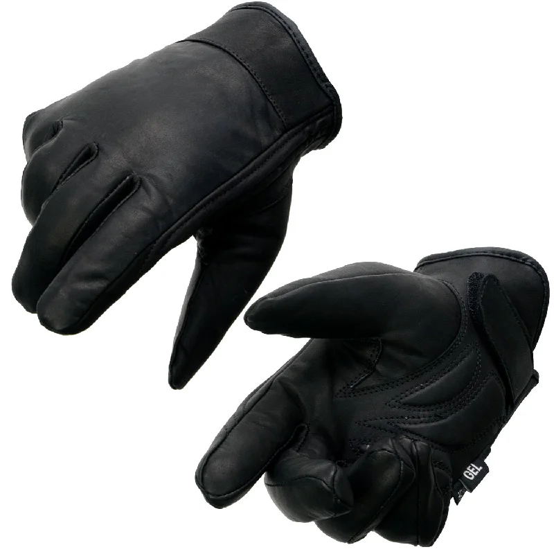 Milwaukee Leather MG7522 Men's Black Leather Waterproof Cruiser Motorcycle Hand Gloves W/ Gel Padded Palm