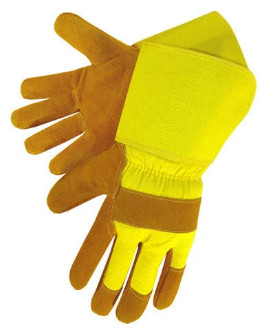 Premium Select Shoulder - Rubberized Cuff - Yellow Heavy Cotton Drill Back Gloves - Dozen