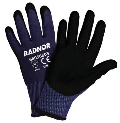 Radnor Black Microfoam Nitrile Palm Coated Gloves, Navy Blue liner