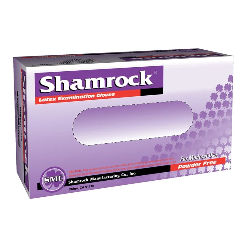 Shamrock Medical Exam Latex Disposible Gloves, Powder Free 4 Mil.