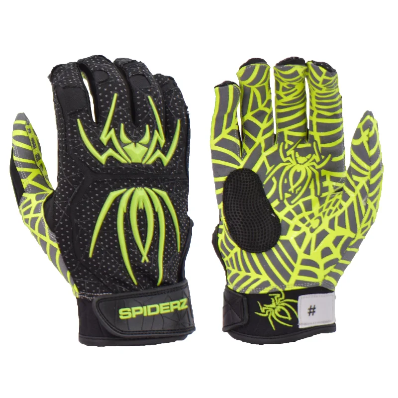 Spiderz HYBRID Batting Gloves - Black/Neon Yellow