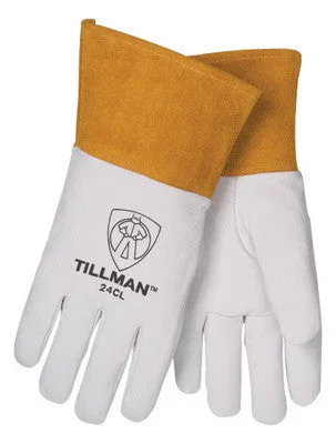 Tillman Large Pearl Split Deerskin Unlined Premium Grade TIG Welders Gloves With Straight Thumb, 2" Cuff And Kevlar Lock Stitching