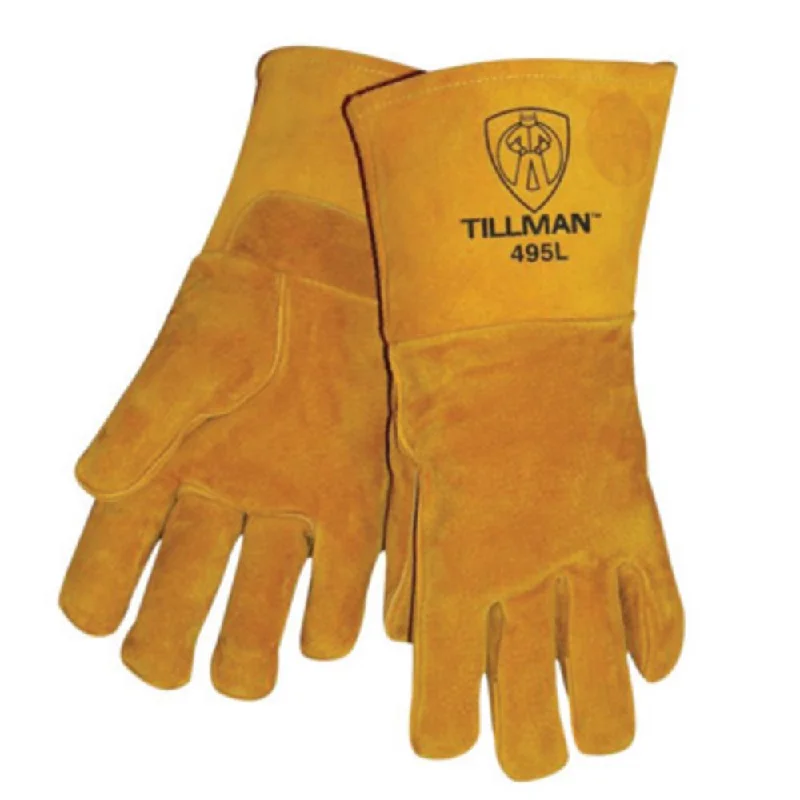 Tillman X-Large 14" Brown Reverse Grain Pigskin Cotton/Foam Premium Grade Stick Welders Gloves With Welted Finger And Kevlar Lock Stitching