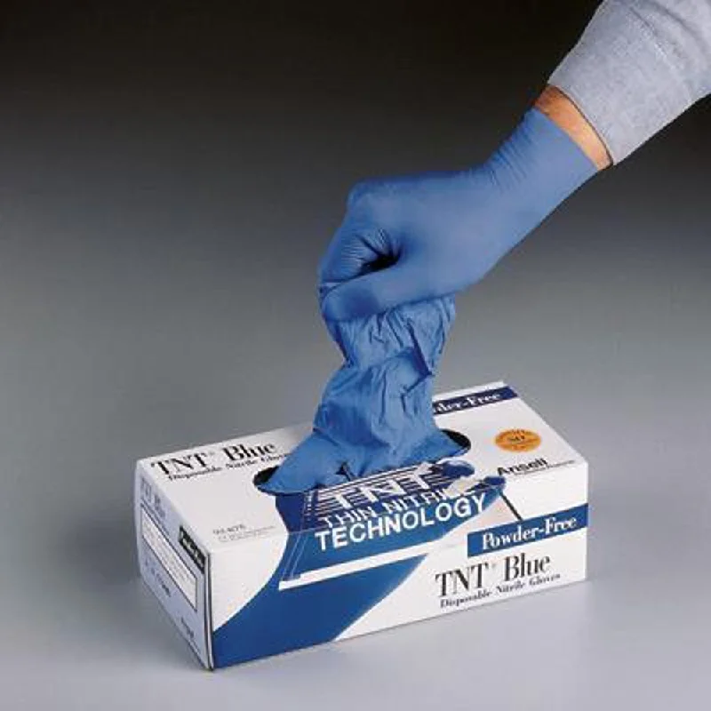 TNT Blue Nitrile, Powder Free Disposable Gloves - Case