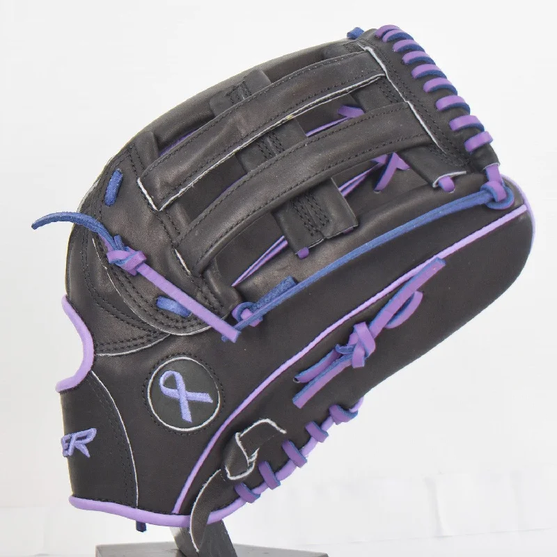 Viper Japanese Kip Leather Slowpitch Softball Fielding Glove  Black/Purple Pancreatic Cancer Awareness