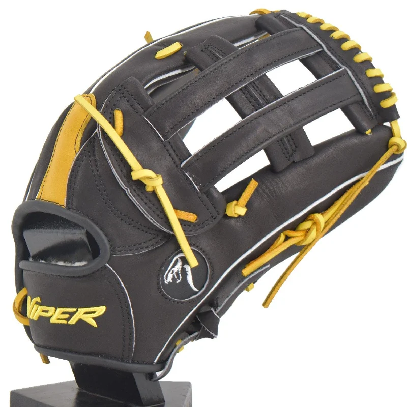 Viper Japanese Kip Leather Slowpitch Softball Fielding Glove  Black/Yellow