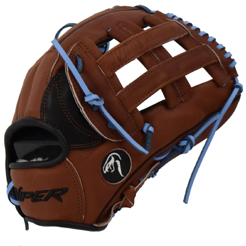 Viper Japanese Kip Leather Slowpitch Softball Fielding Glove  Brown/Black/Carolina