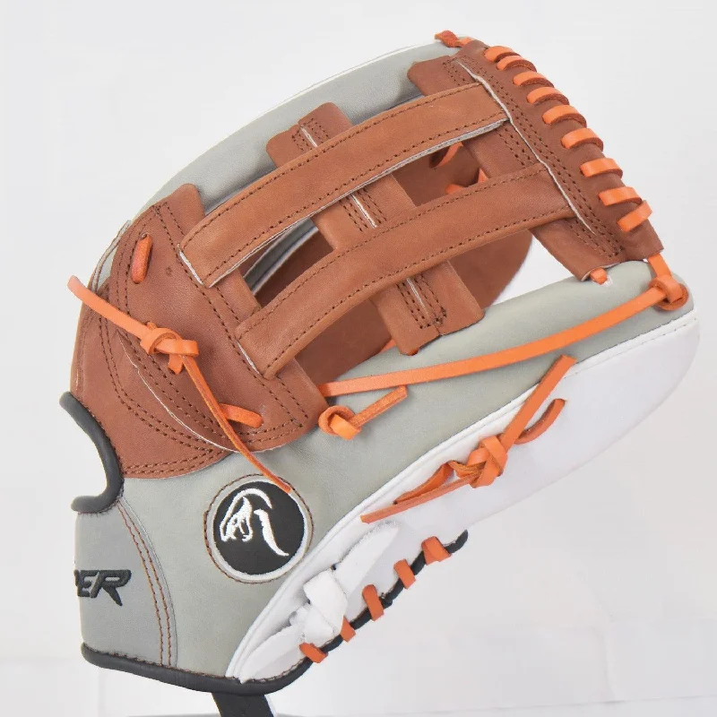 Viper Japanese Kip Leather Slowpitch Softball Fielding Glove  Carmel/Grey/White/Orange