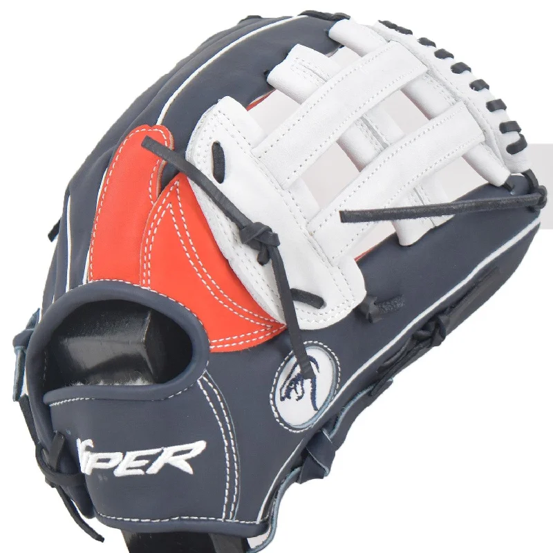 Viper Japanese Kip Leather Slowpitch Softball Fielding Glove  Navy/Red/White