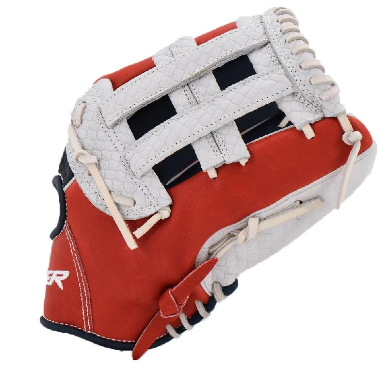 Viper Japanese Kip Leather Slowpitch Softball Fielding Glove Viper-Tip Edition White/Red/White/Navy