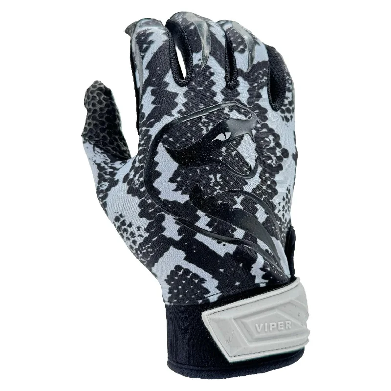 Viper Lite Premium Batting Gloves Leather Palm - Viper Skin Edition - Lt Grey/Black