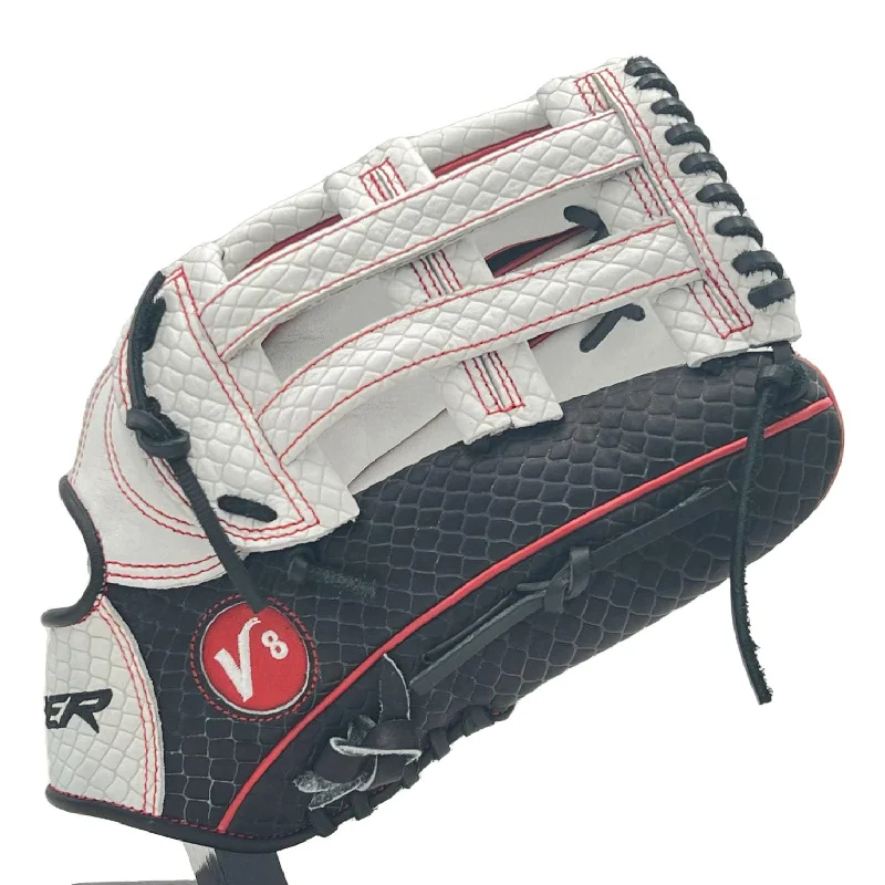 Viper Premium Leather Slowpitch Softball Fielding Glove – Black/White/Red