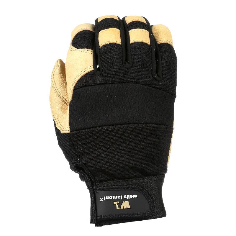 Wells Lamont Men's Hi-Dexterity Stretch Fit Spandex Hybrid Leather Work Gloves