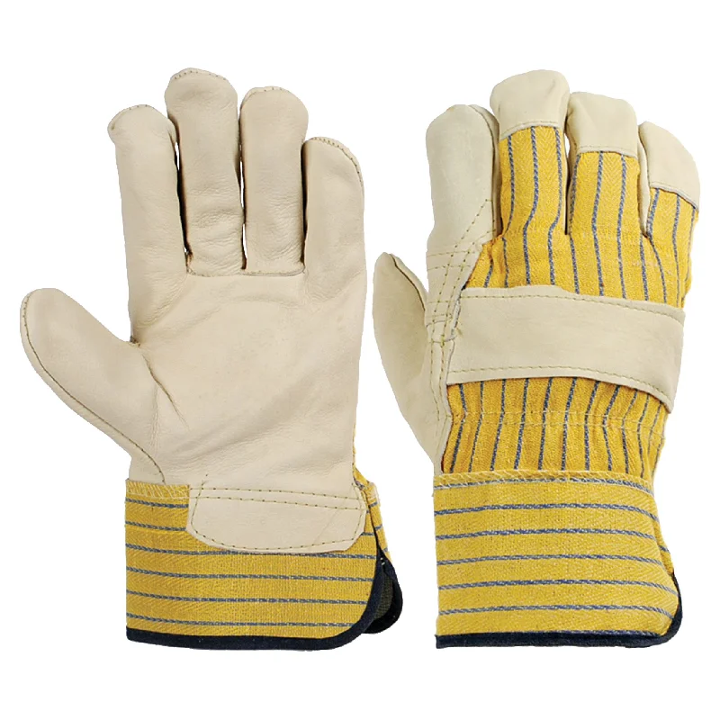 Yellow Cuff Grain Leather, Lined Palm Leather Work Gloves 1 DOZ